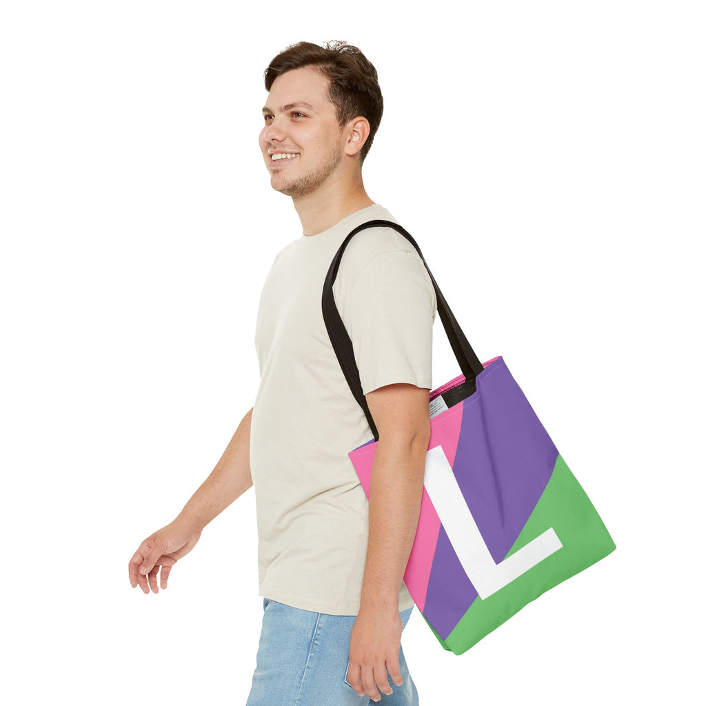 Monogram 'L' Colorblock Tote Bag — Personalized Initial L Shoulder Tote