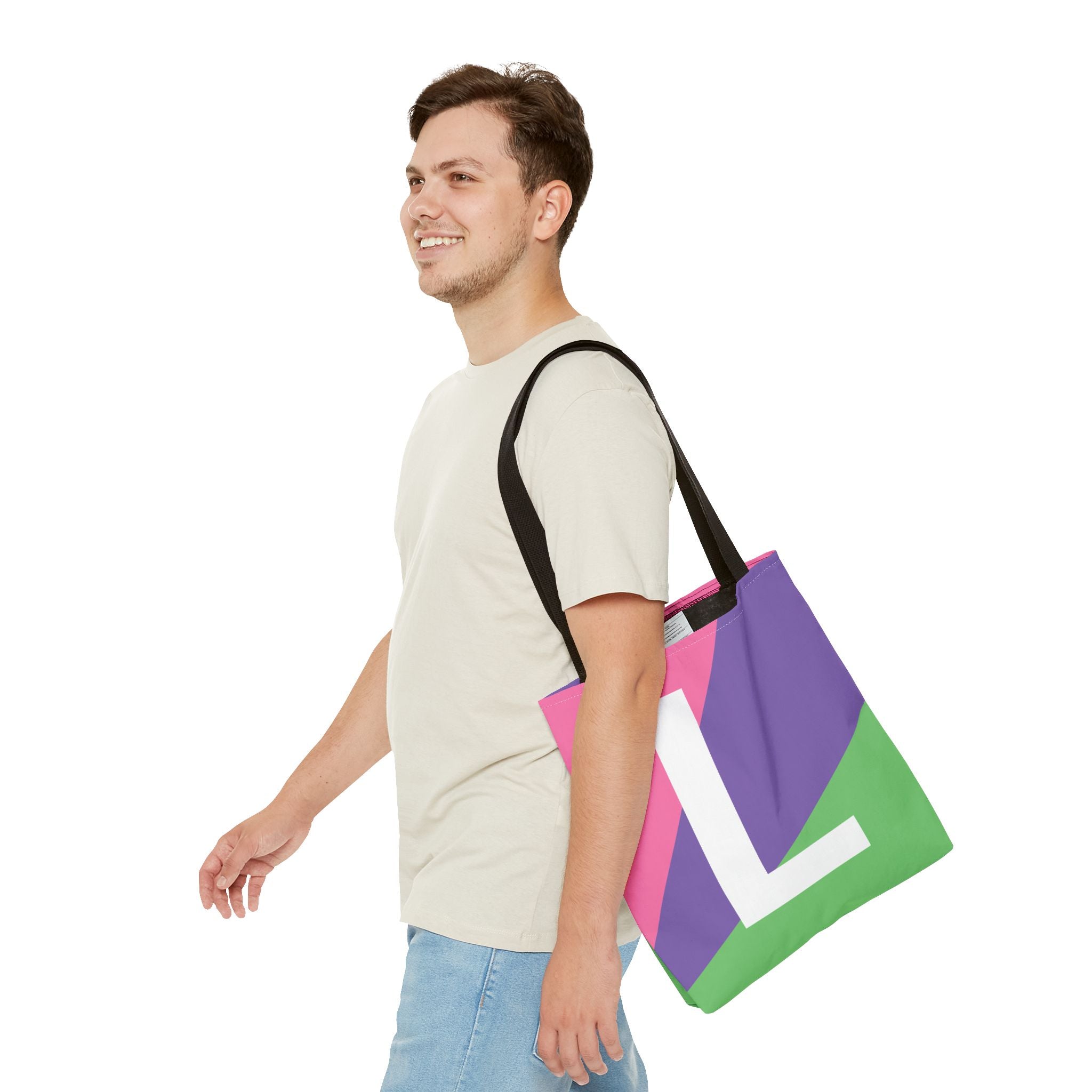 Monogram 'L' Colorblock Tote Bag — Personalized Initial L Shoulder Tote