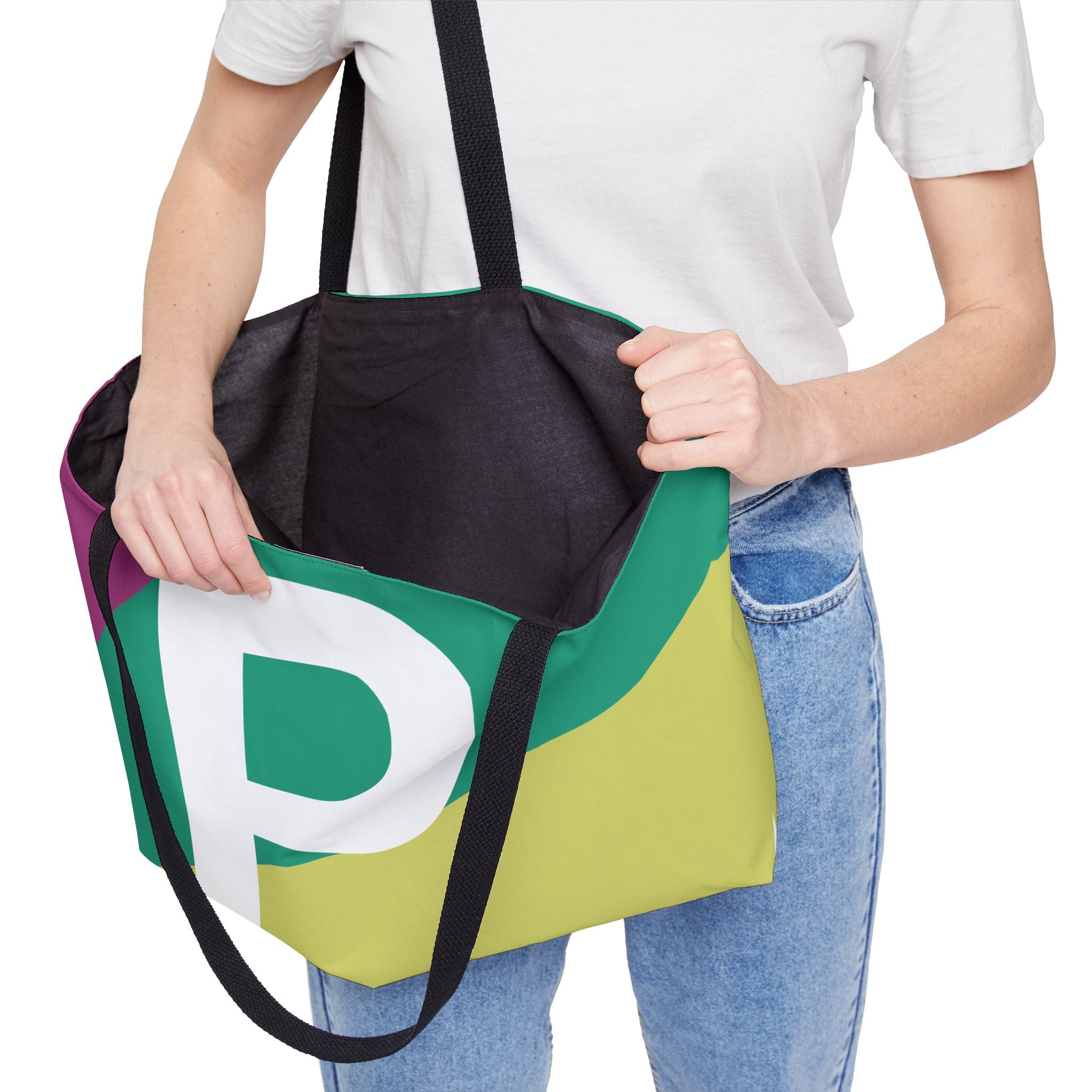 Personalized 'P' Colorblock Tote Bag — Monogram Weekender Tote