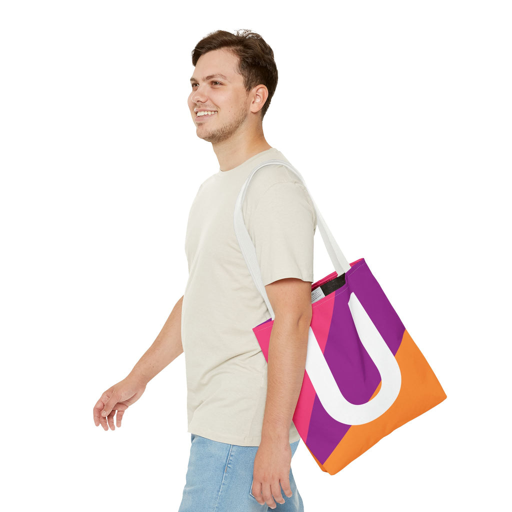 Monogram 'U' Colorblock Tote Bag — Personalized Initial U Shoulder Tote