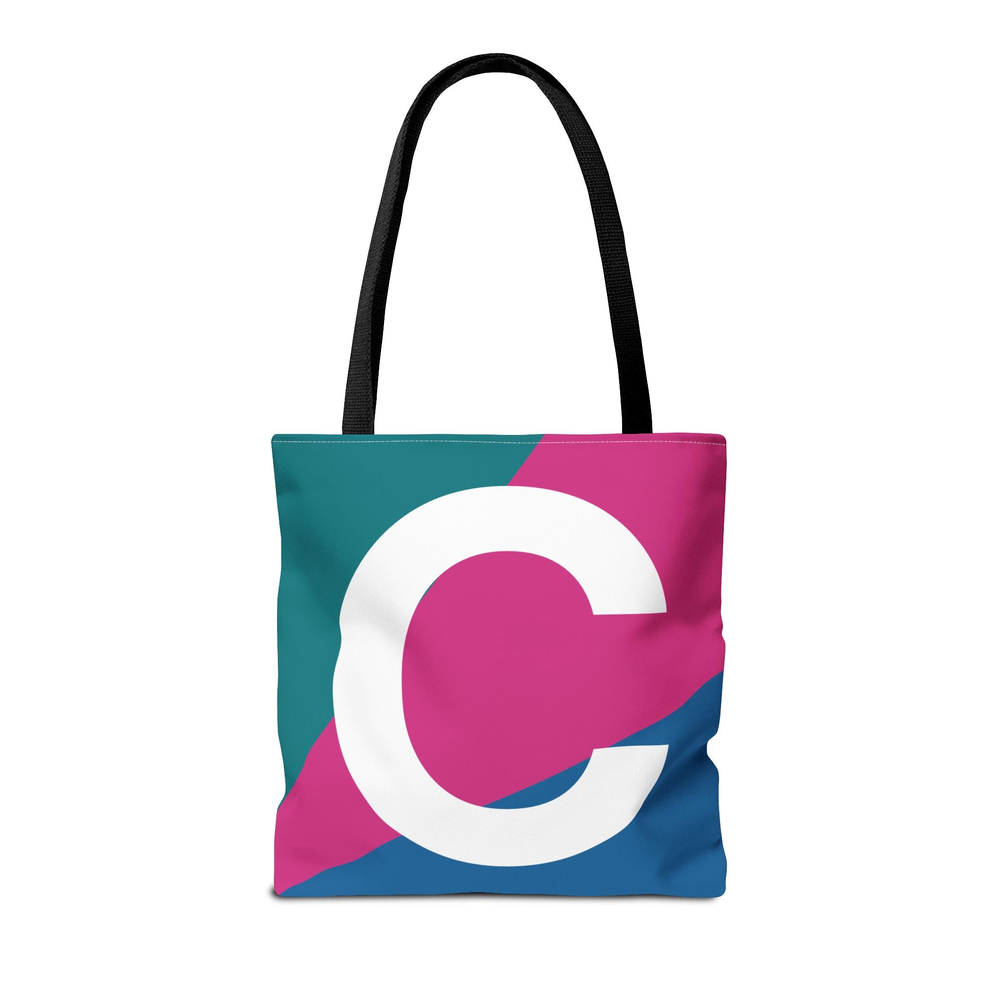 Monogram 'C' Colorblock Tote Bag — Personalized Initial C Shoulder Tote