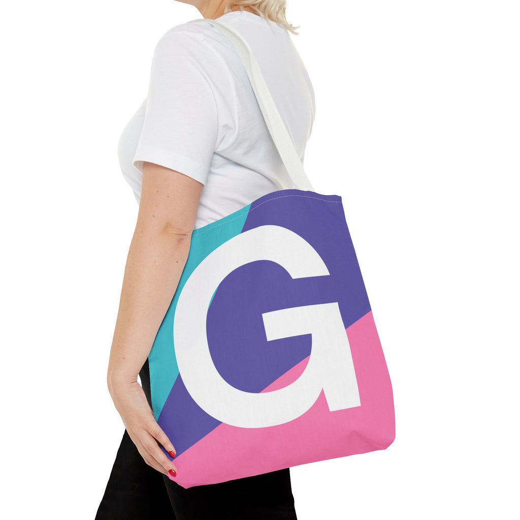 Monogram 'G' Colorblock Tote Bag — Personalized Initial G Shoulder Tote
