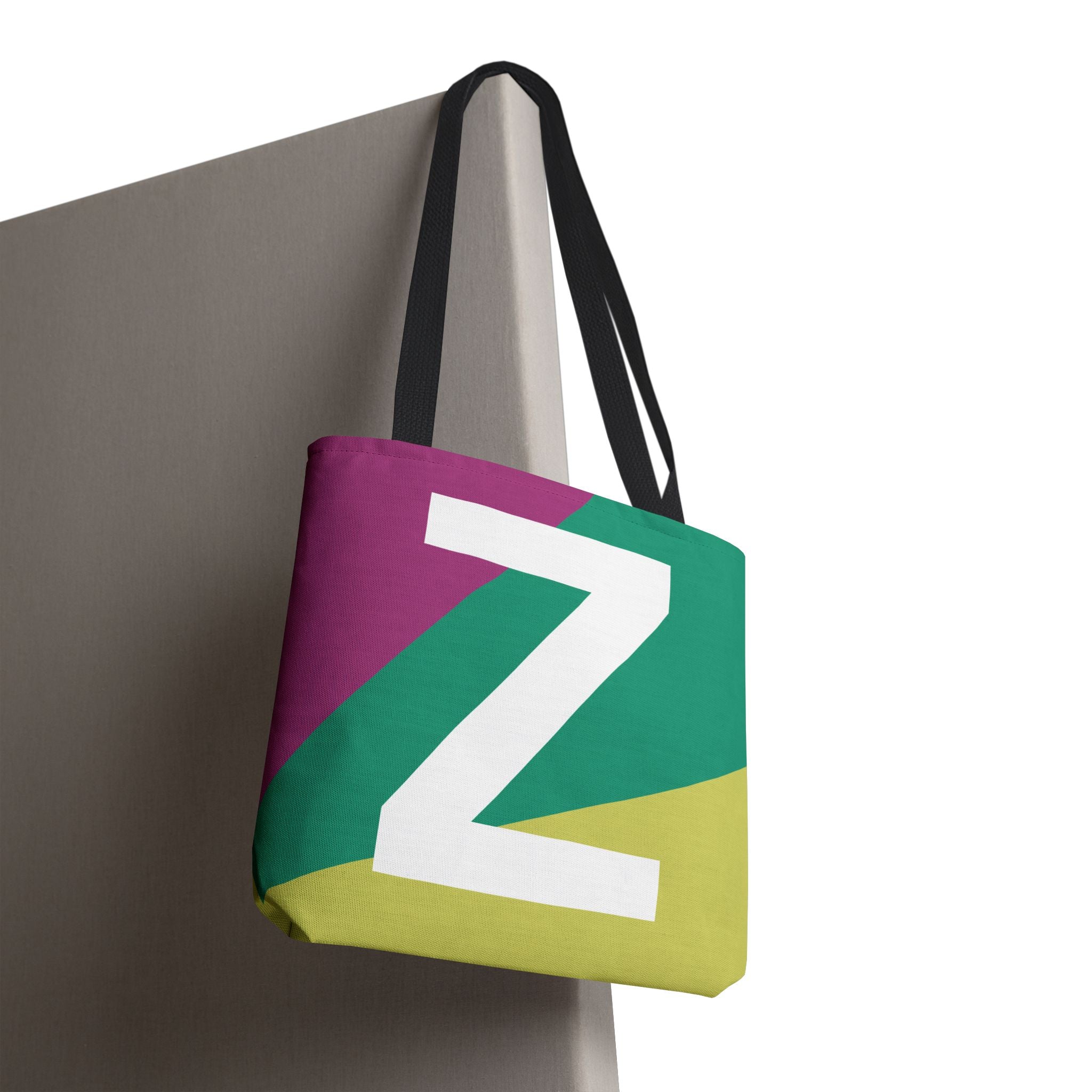 Monogram 'Z' Colorblock Tote Bag — Personalized Initial Z Shoulder Tote