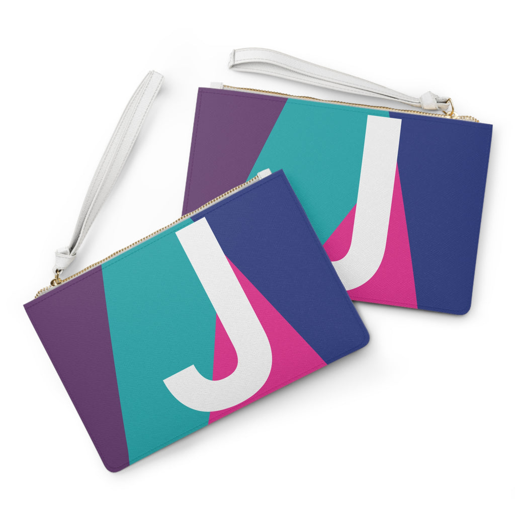 Monogram 'J' Colorblock Clutch Bag — Bold Geometric Wristlet for Everyday & Gifts