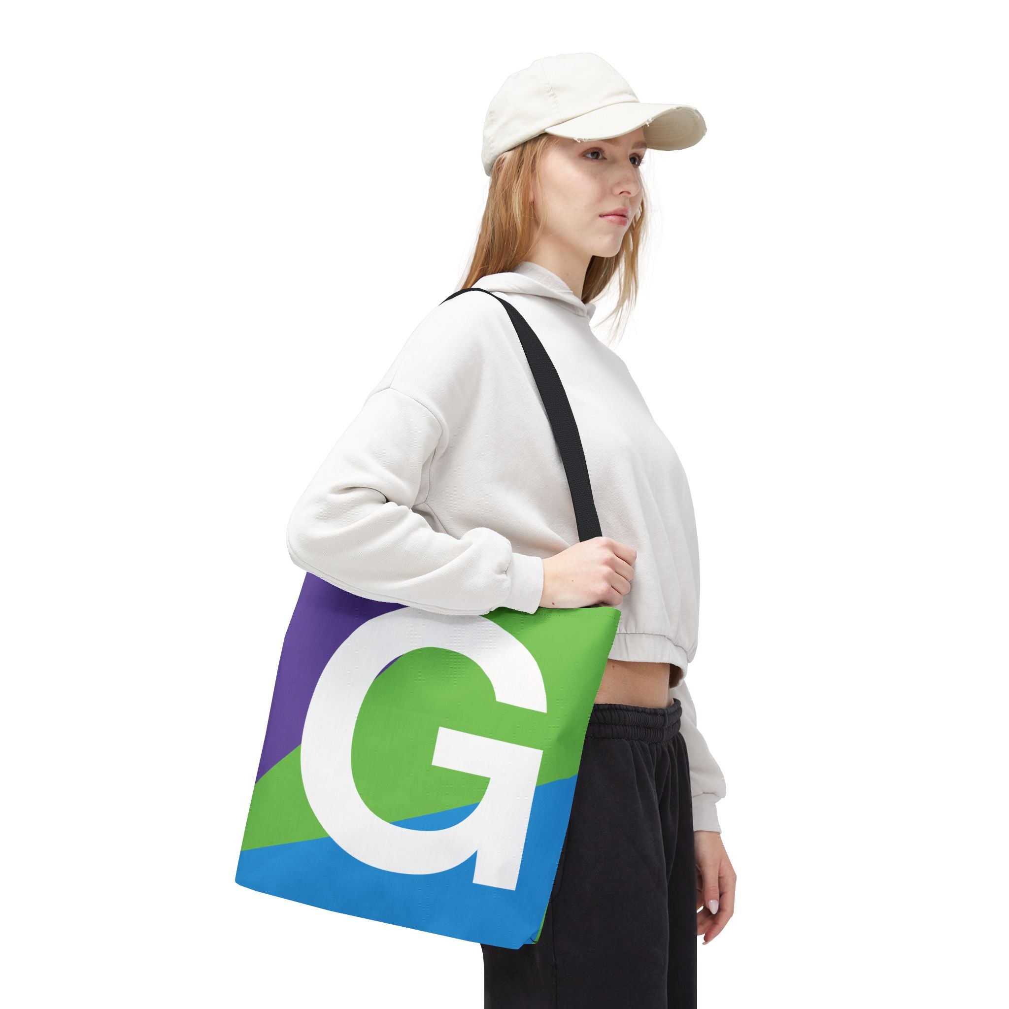 Monogram 'G' Colorblock Tote Bag — Personalized Initial G Shoulder Tote