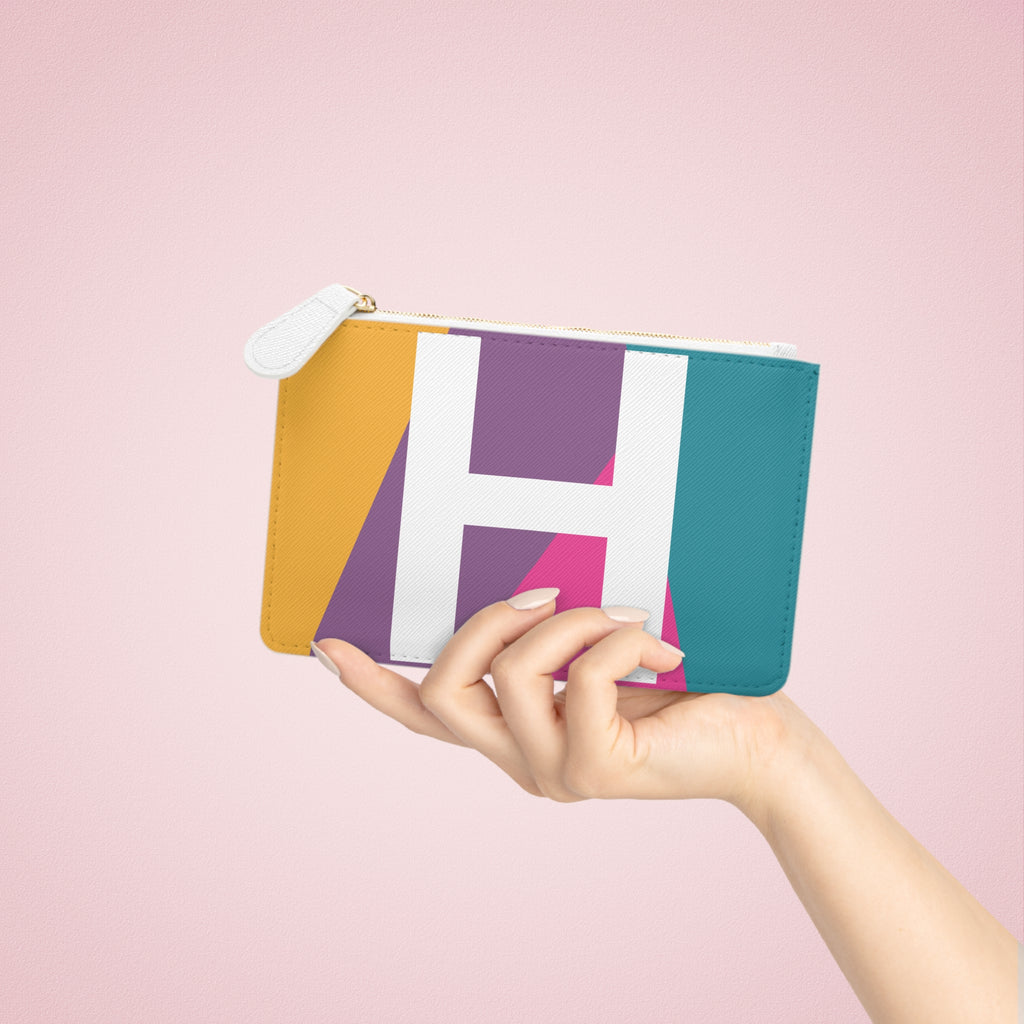 Initial H Mini Clutch — Colorblock Monogram Wristlet Wallet