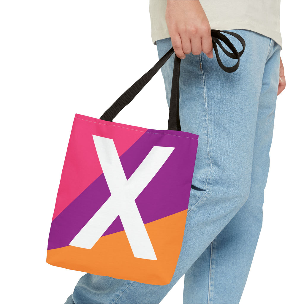 Monogram 'X' Colorblock Tote Bag — Personalized Initial X Shoulder Tote