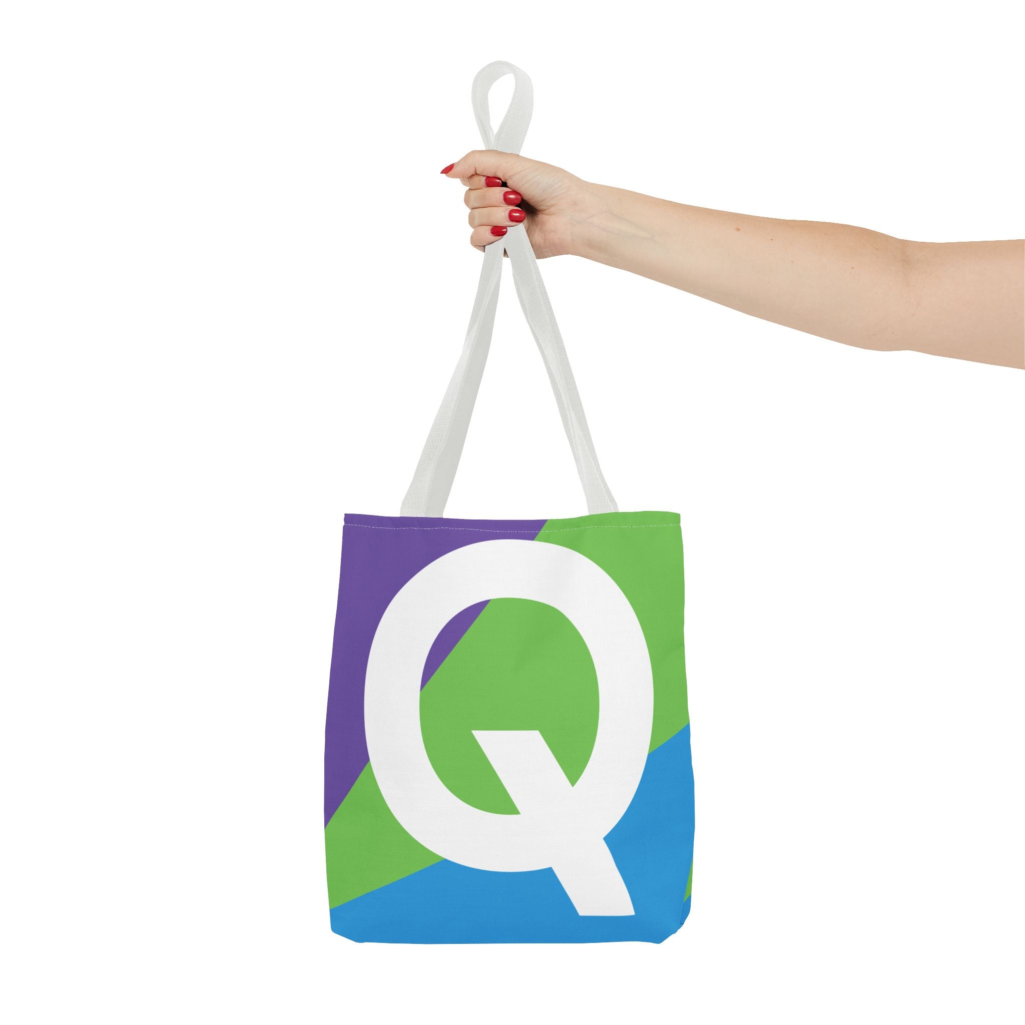 Monogram 'Q' Colorblock Tote Bag — Personalized Initial Q Shoulder Tote