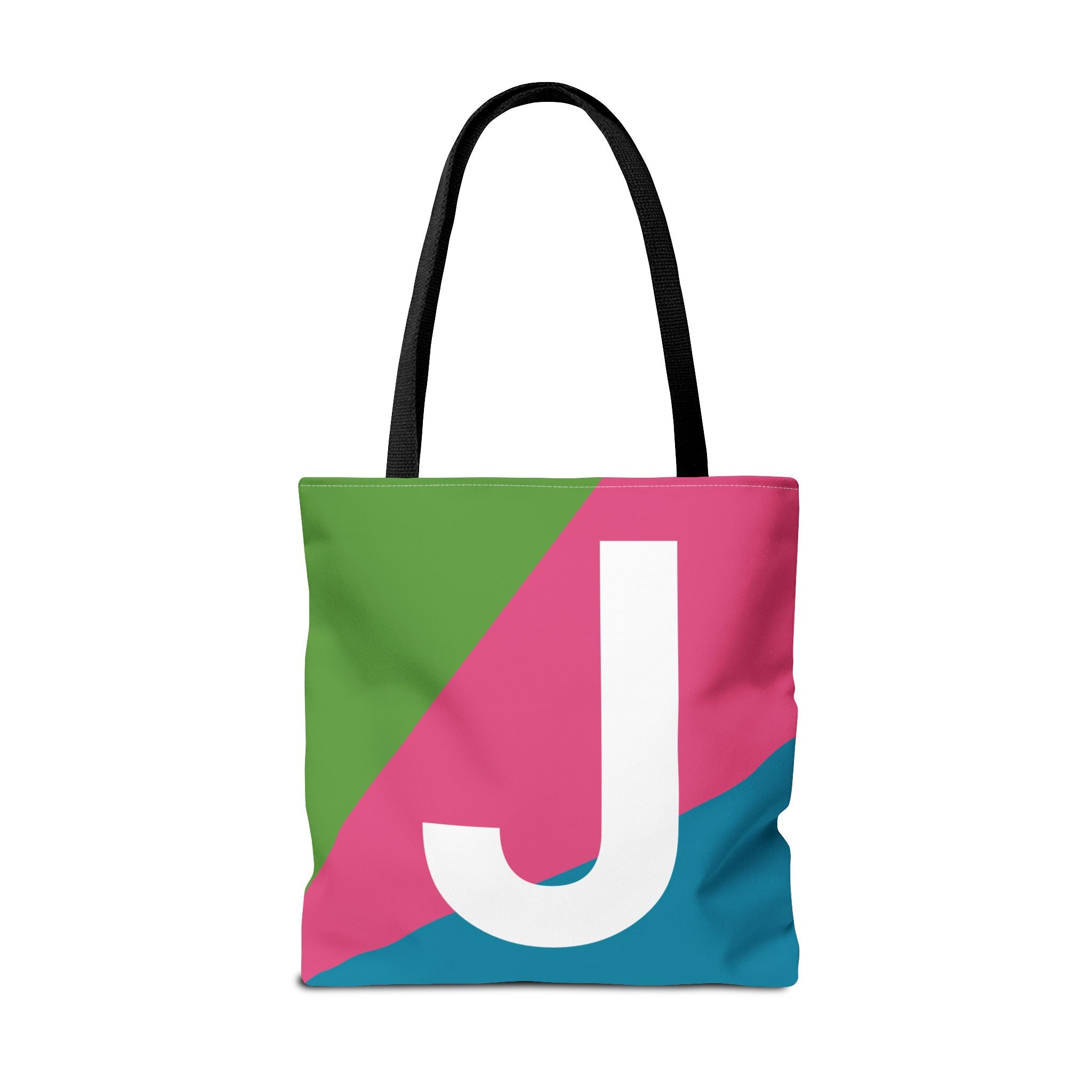 Monogram 'J' Colorblock Tote Bag — Personalized Initial J Shoulder Tote
