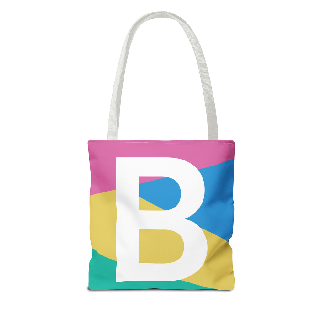 Monogram 'B' Colorblock Tote Bag — Personalized Initial B Shoulder Tote