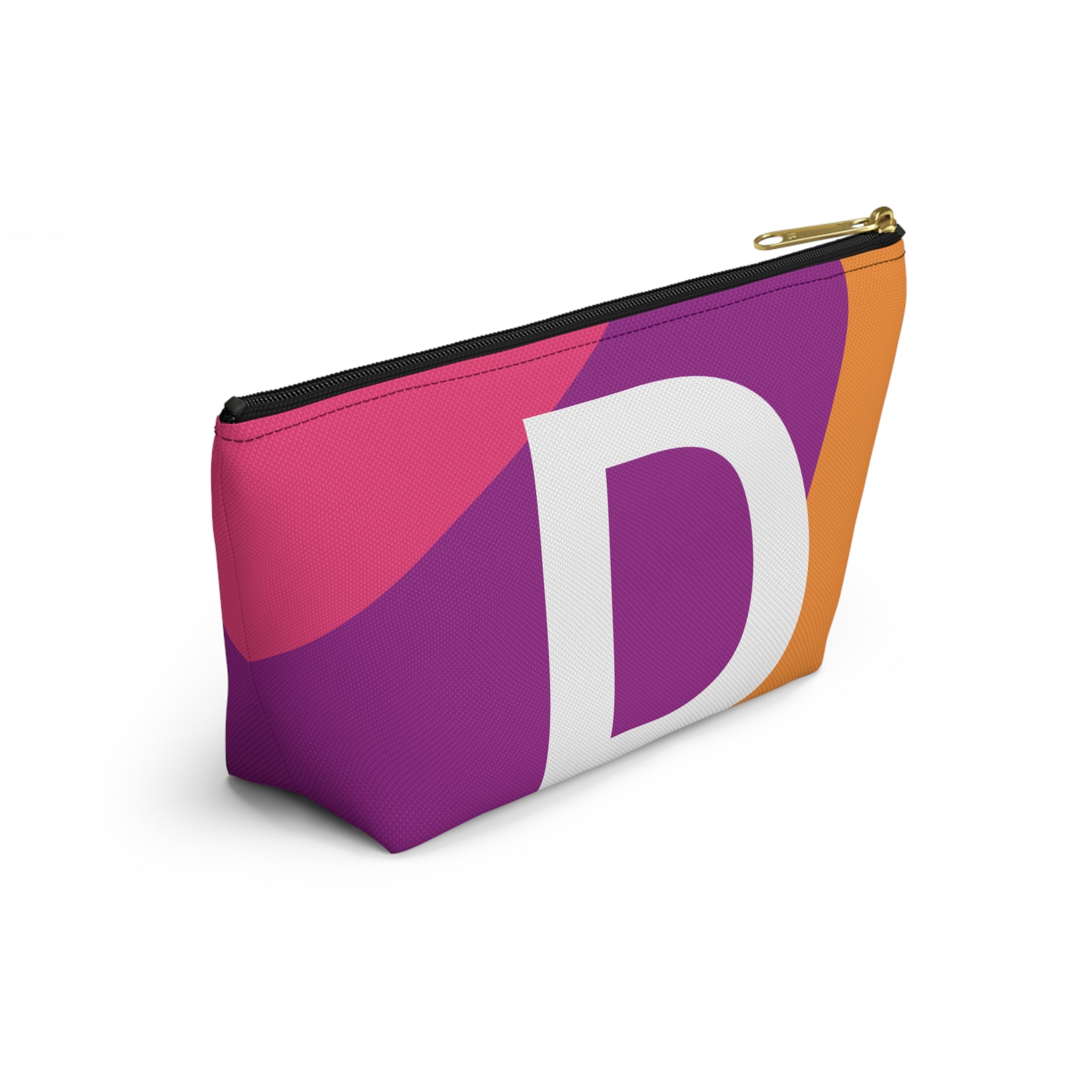 Initials Colorblock Accessory Pouch — Monogram D T-Bottom Cosmetic Bag