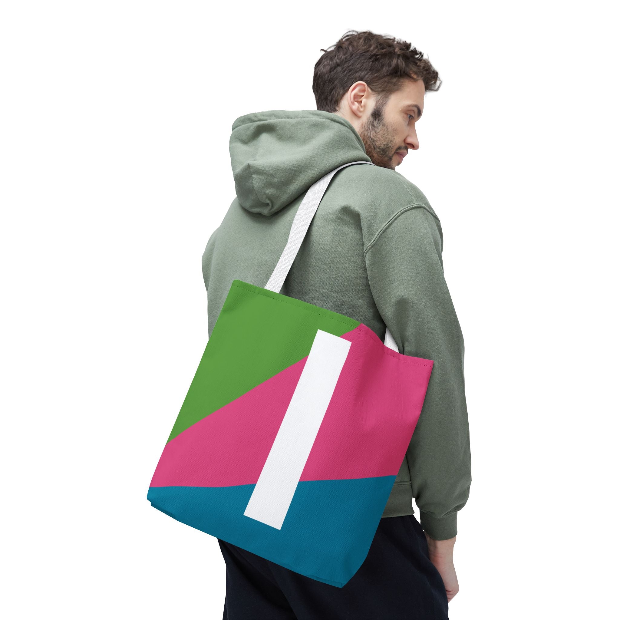 Monogram 'I' Colorblock Tote Bag — Personalized Initial I Shoulder Tote