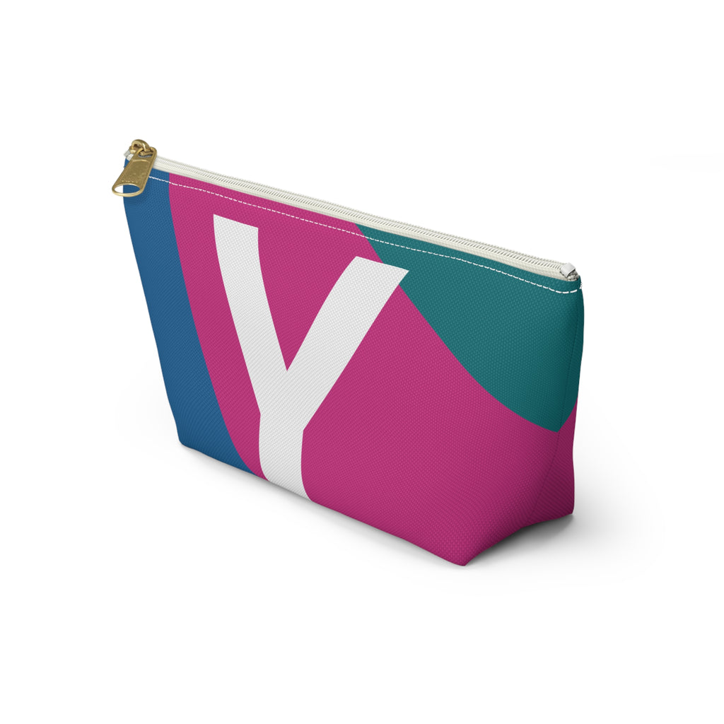 Initials Colorblock Accessory Pouch — Monogram Y T-Bottom Cosmetic Bag