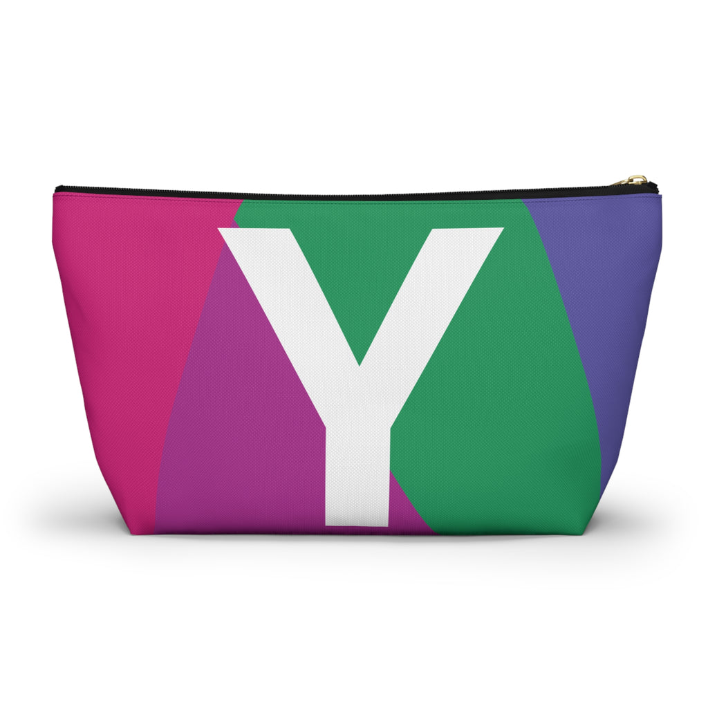 Initials Colorblock Accessory Pouch — Monogram Y T-Bottom Cosmetic Bag
