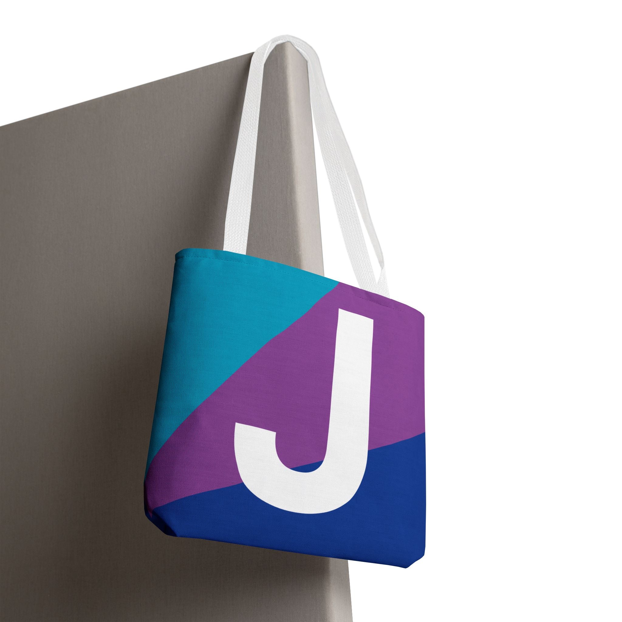 Monogram 'J' Colorblock Tote Bag — Personalized Initial J Shoulder Tote