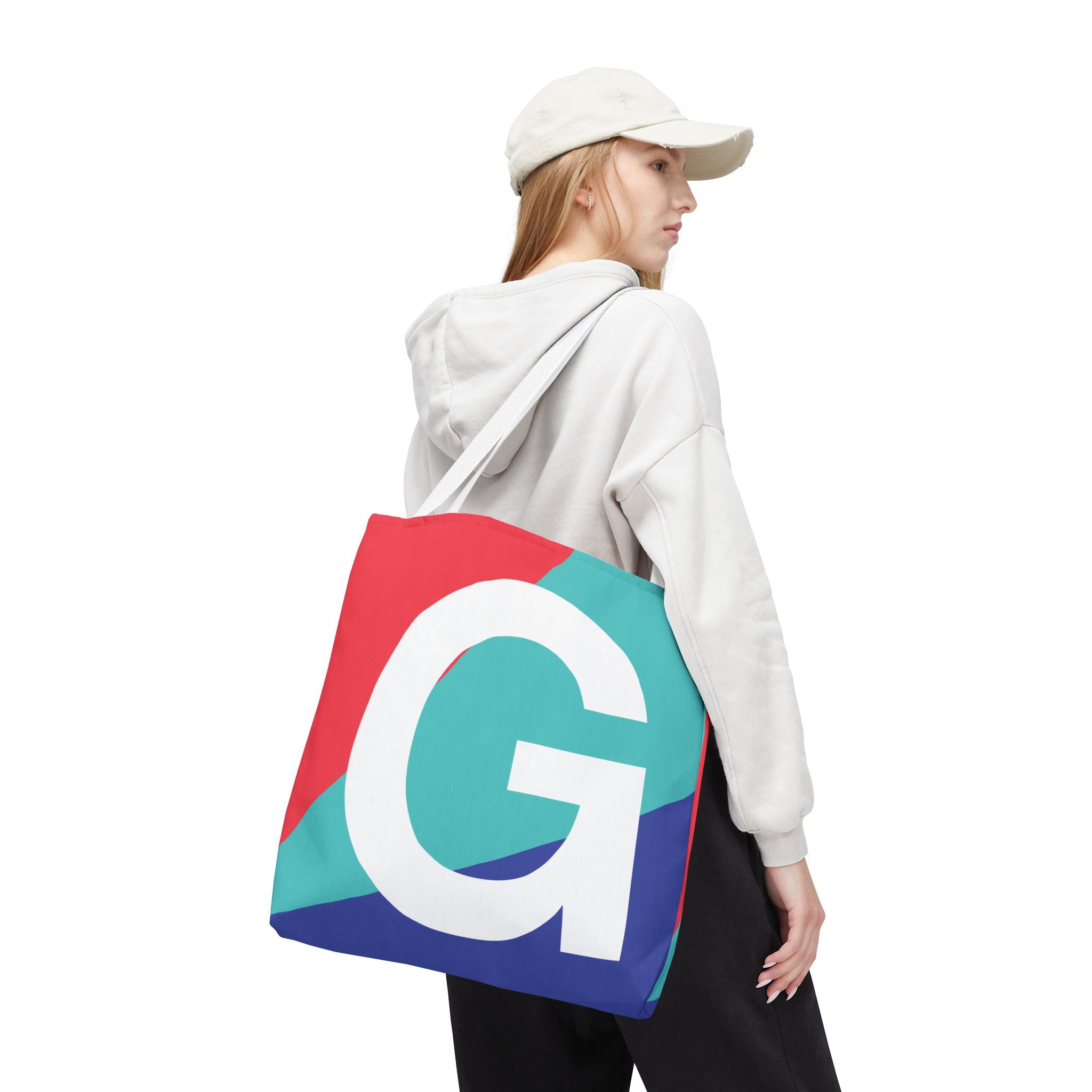 Monogram 'G' Colorblock Tote Bag — Personalized Initial G Shoulder Tote