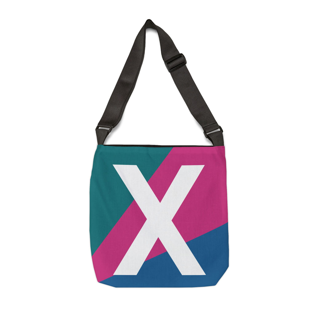 Initial Letter 'X' Colorblock Adjustable Tote Bag — Monogram Alphabet Shoulder Bag