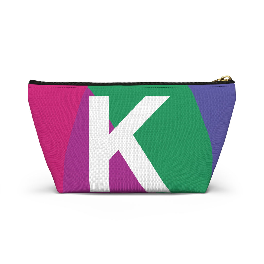 Initials Colorblock Accessory Pouch — Monogram K T-Bottom Cosmetic Bag