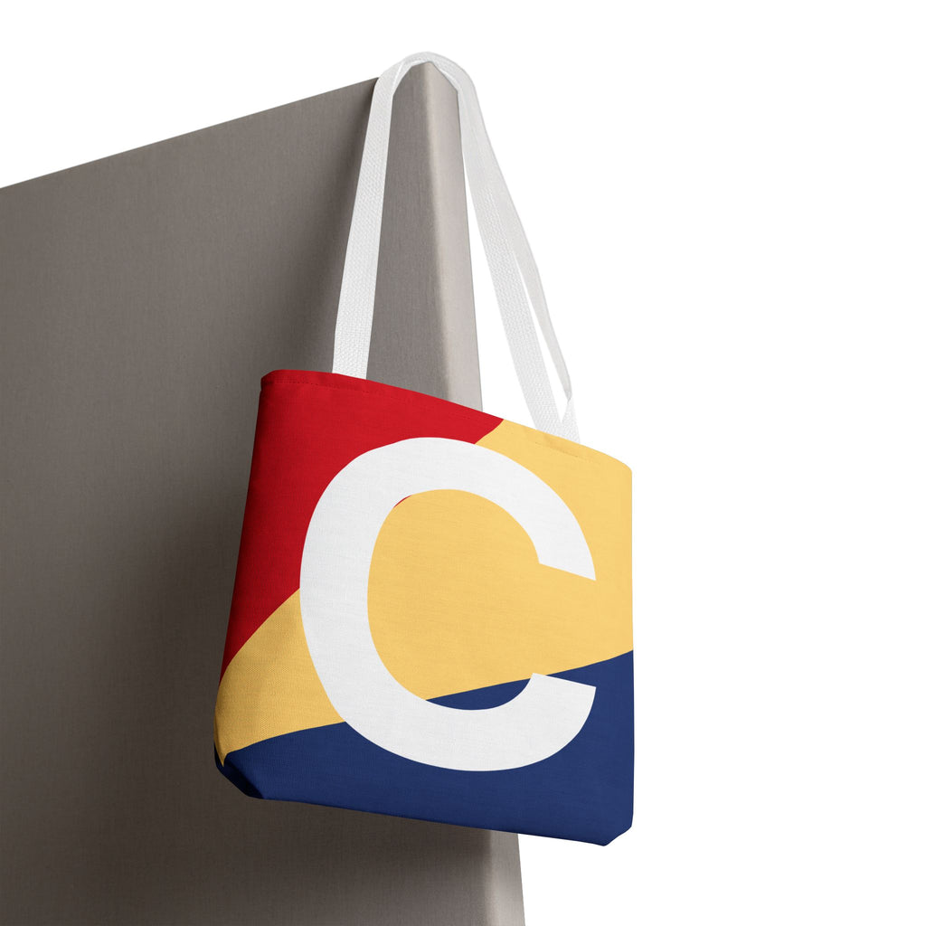 Monogram 'C' Colorblock Tote Bag — Personalized Initial C Shoulder Tote