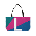 Personalized 'L' Colorblock Tote Bag — Monogram Weekender Tote