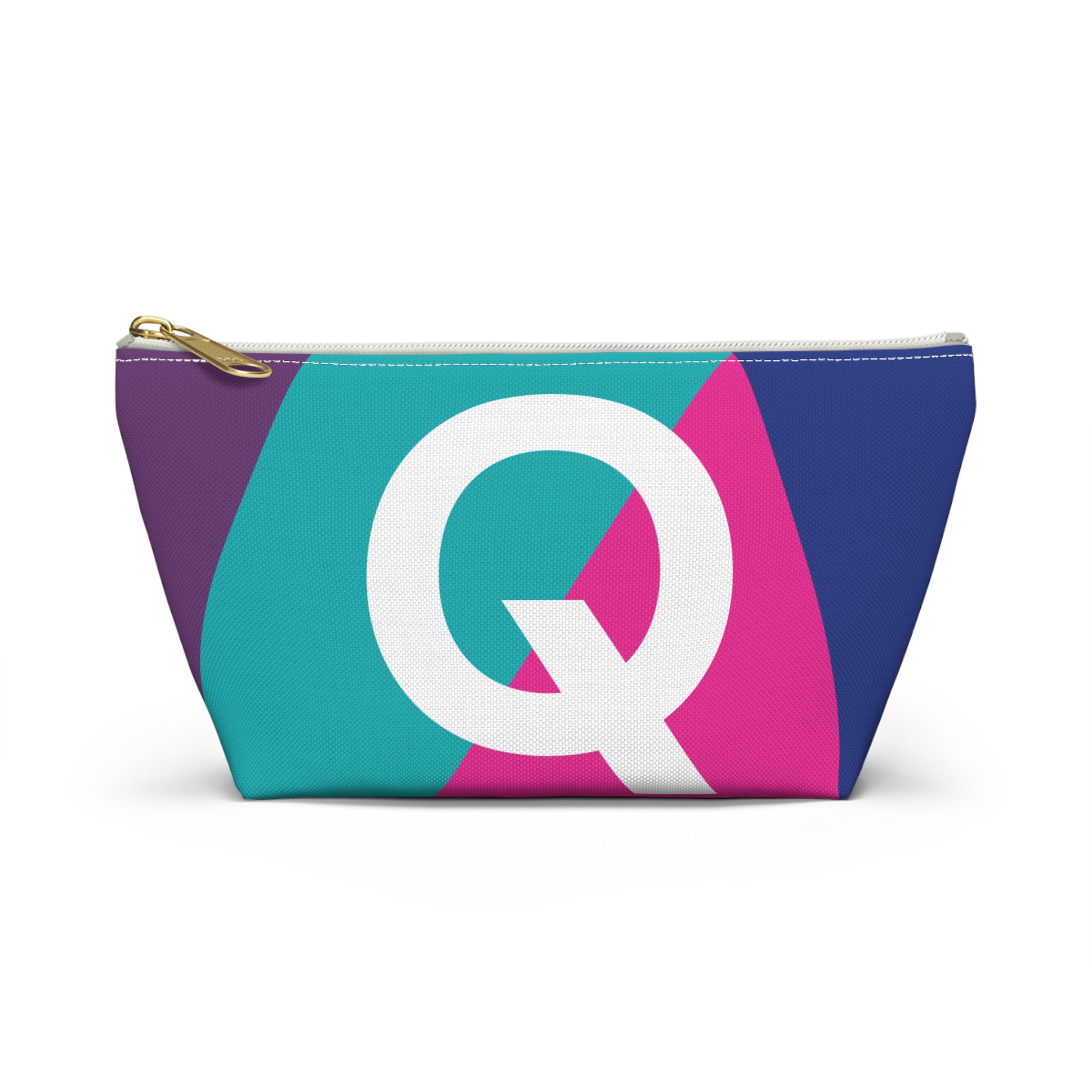Initials Colorblock Accessory Pouch — Monogram Q T-Bottom Cosmetic Bag
