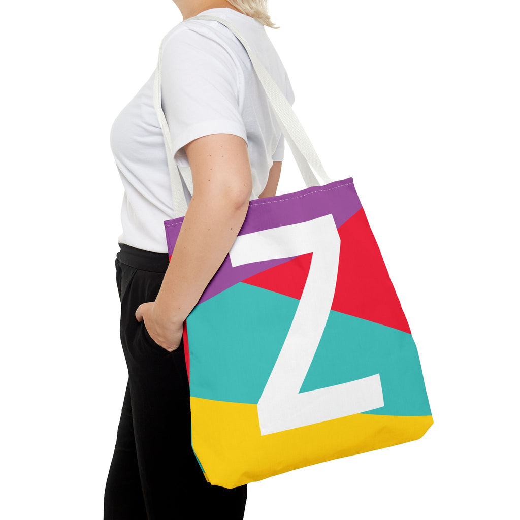 Monogram 'Z' Colorblock Tote Bag — Personalized Initial Z Shoulder Tote