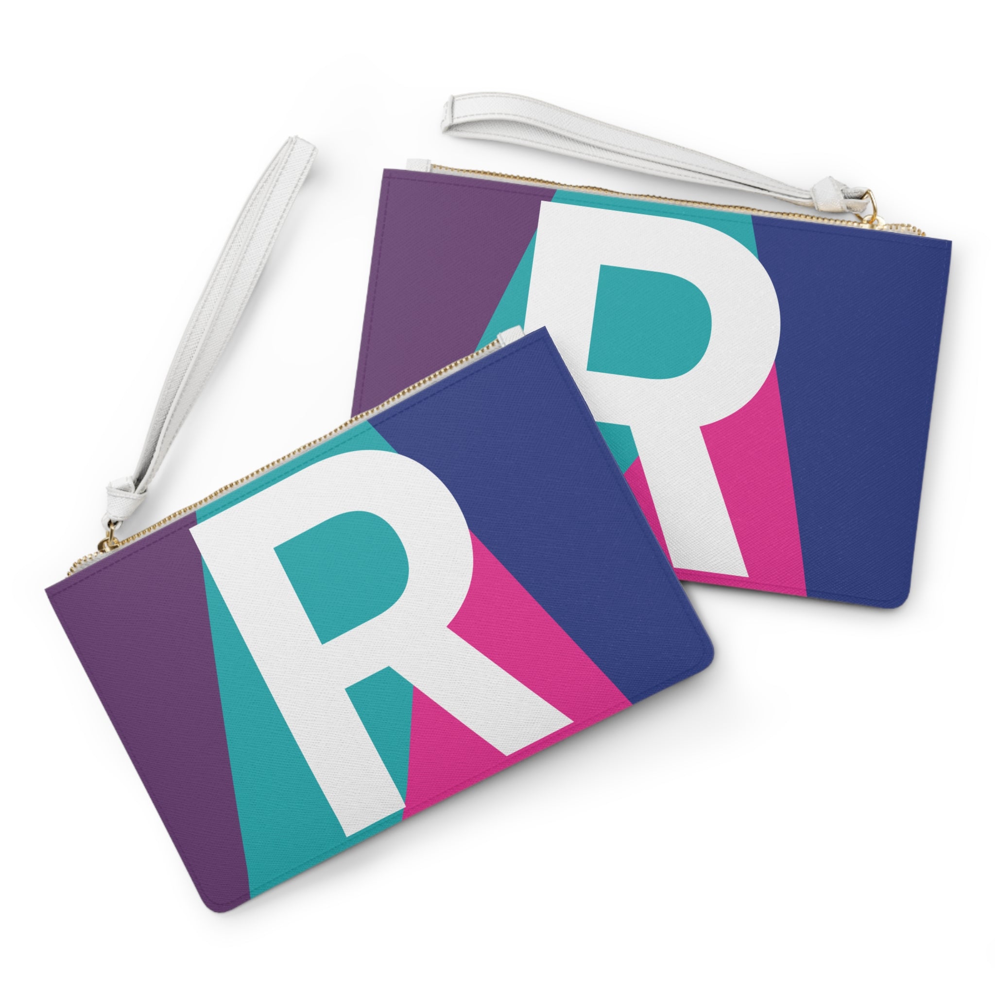 Monogram 'R' Colorblock Clutch Bag — Bold Geometric Wristlet for Everyday & Gifts