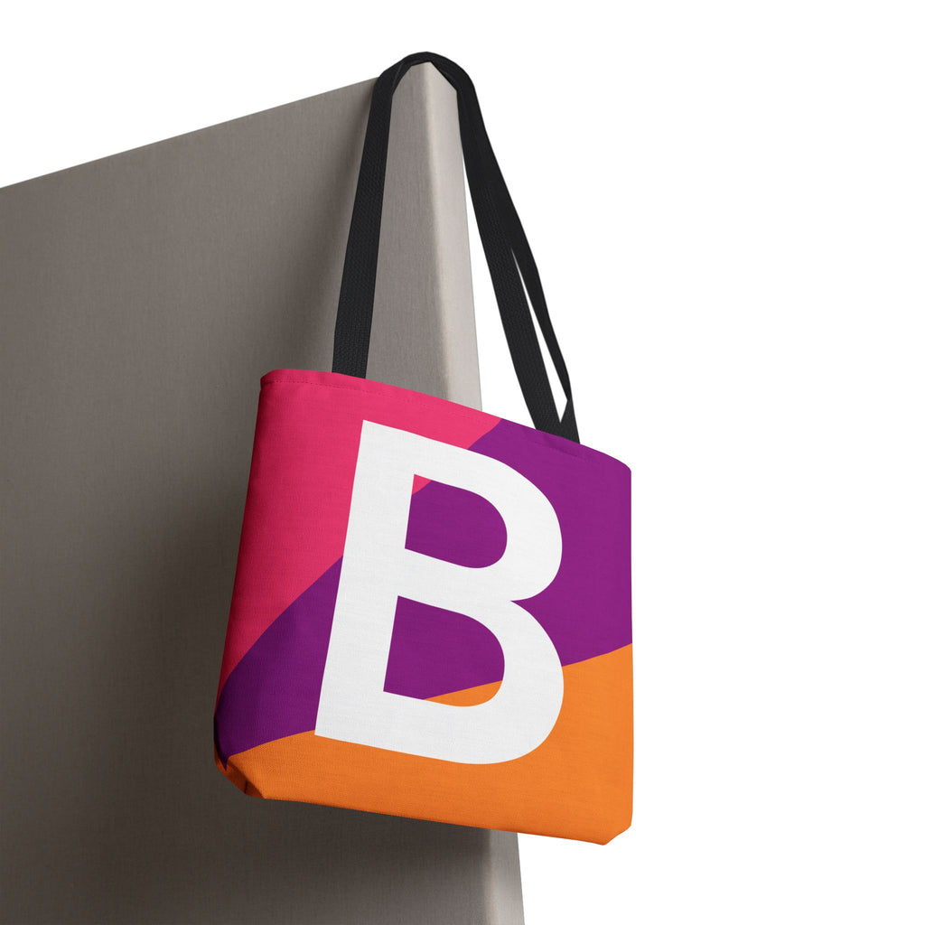 Monogram 'B' Colorblock Tote Bag — Personalized Initial B Shoulder Tote