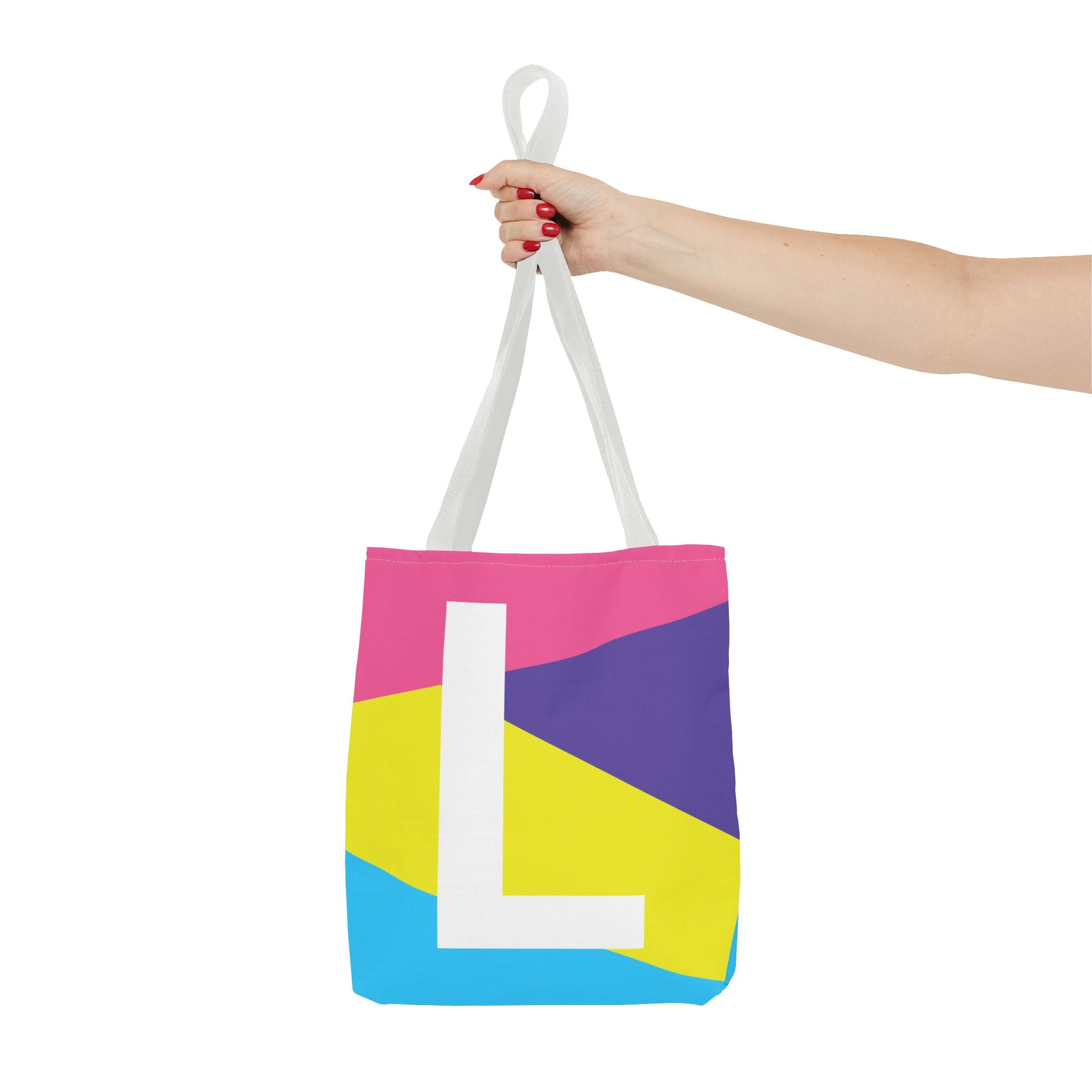 Monogram 'L' Colorblock Tote Bag — Personalized Initial L Shoulder Tote