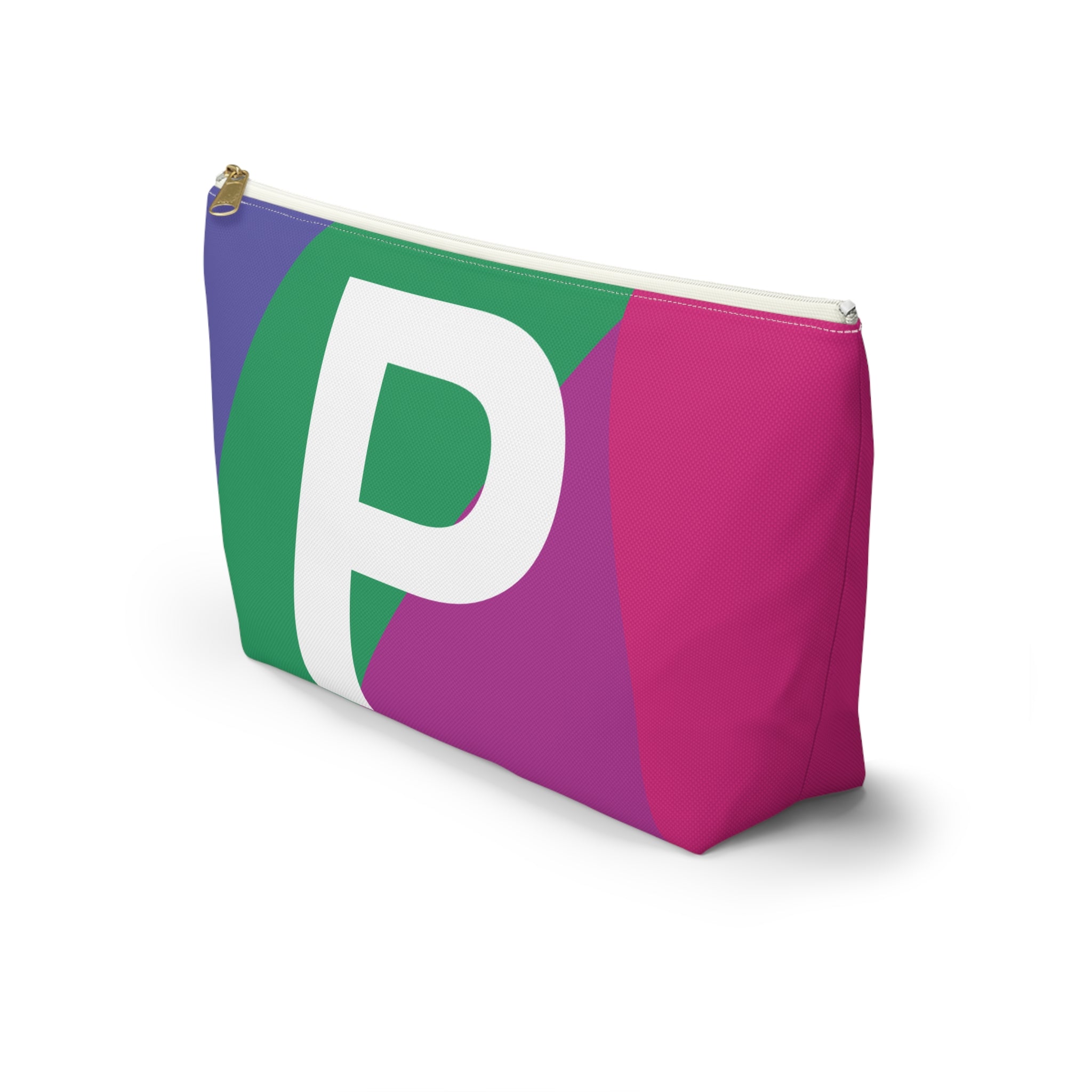 Initials Colorblock Accessory Pouch — Monogram P T-Bottom Cosmetic Bag