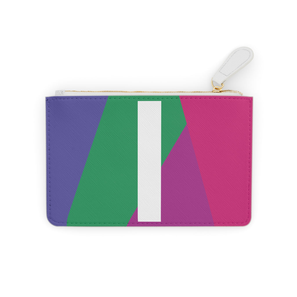 Initial I Mini Clutch — Colorblock Monogram Wristlet Wallet