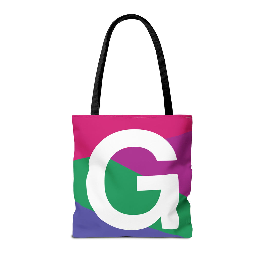 Monogram 'G' Colorblock Tote Bag — Personalized Initial G Shoulder Tote