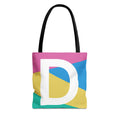 Monogram 'D' Colorblock Tote Bag — Personalized Initial D Shoulder Tote