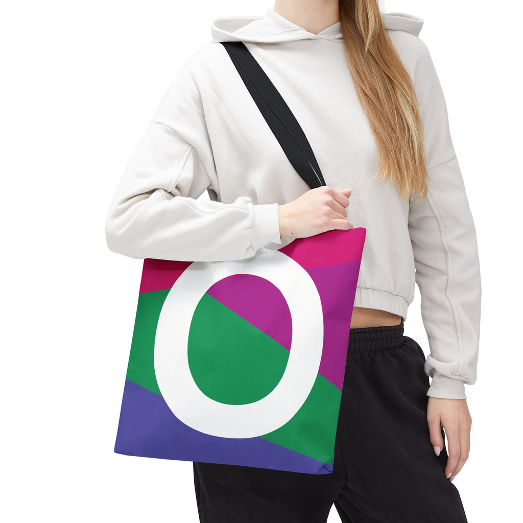 Monogram 'O' Colorblock Tote Bag — Personalized Initial O Shoulder Tote