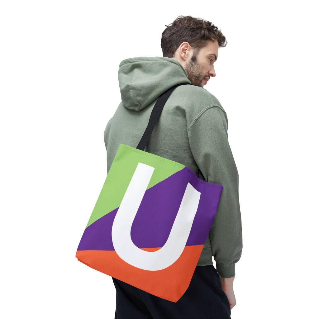 Monogram 'U' Colorblock Tote Bag — Personalized Initial U Shoulder Tote
