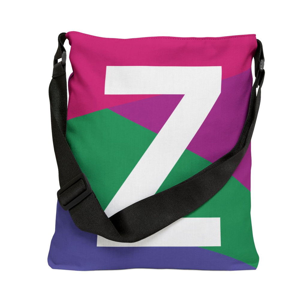 Initial Letter 'Z' Colorblock Adjustable Tote Bag — Monogram Alphabet Shoulder Bag